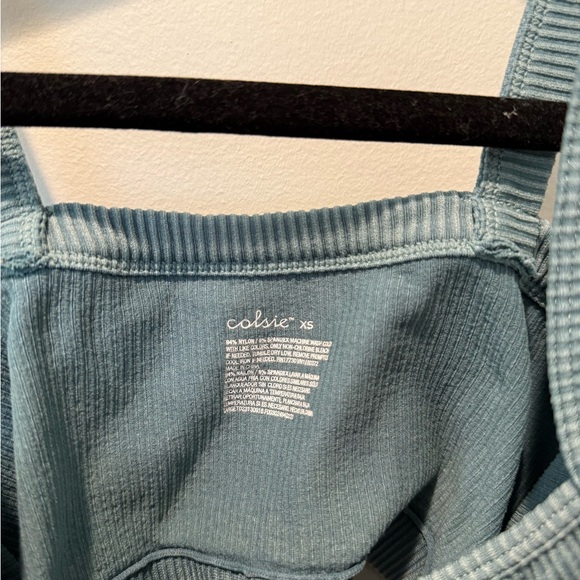 Colsie Blue Ribbed Tank Top - Picture 3 of 3